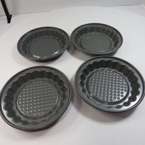 Quiche Pans /Tart Set of 4 Individual Heavy-Duty Non-Stick with Textured Bottom